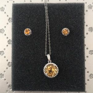 Topaz earrings and necklace set